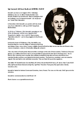 A preview of a PDF biography for Radford, Kenneth William
